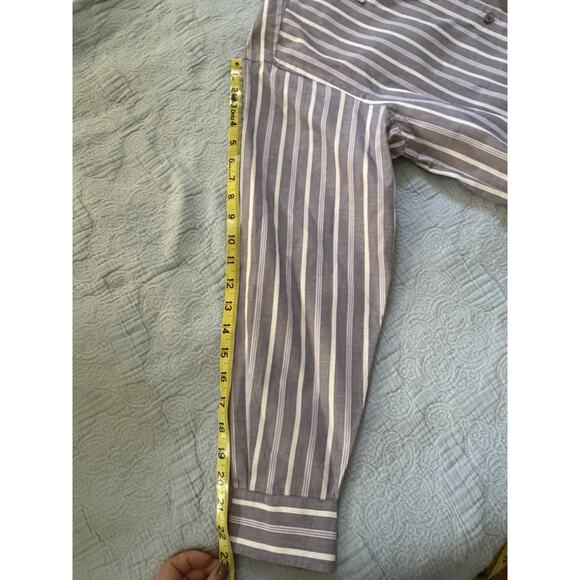 Classiques Entier Size S Button Up Work Wear Top Purple Striped Classic Cotton - Picture 7 of 7